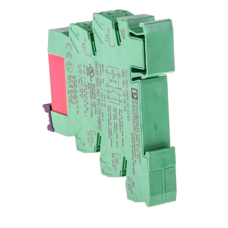 Phoenix Contact Electromechanical Interface Relay DIN Rail Mount 24V DC Coil DPDT 18mA Coil Current 2909514