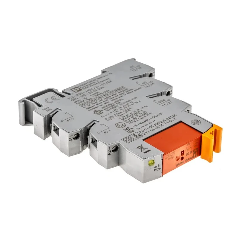 Phoenix Contact EX Series Relay Module, DIN Rail Mount, 24V DC Coil, DPDT, 18mA Coil Current, Silver Alloy Contact 2909509