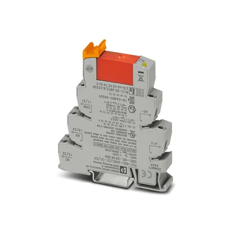 Phoenix Contact EX Series Relay Module, DIN Rail Mount, 24V DC Coil, DPDT, 18mA Coil Current, Silver Alloy Contact 2909509