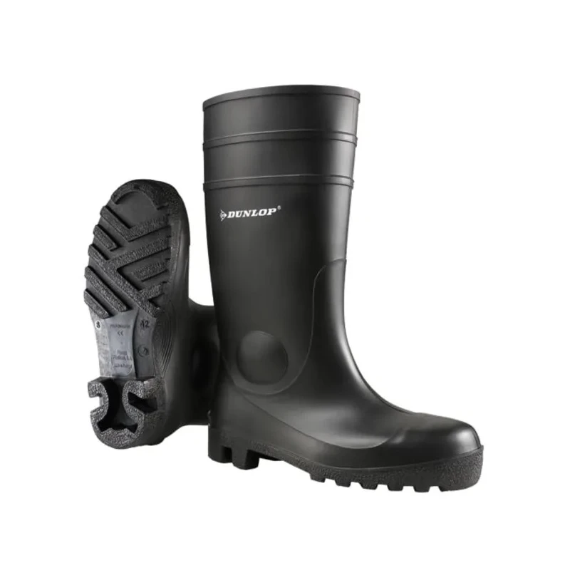 Dunlop Protomastor Black Unisex Safety Boots Stainless Steel Toe Cap PVC Upper SRA Slip Resistant 142PP BLACK