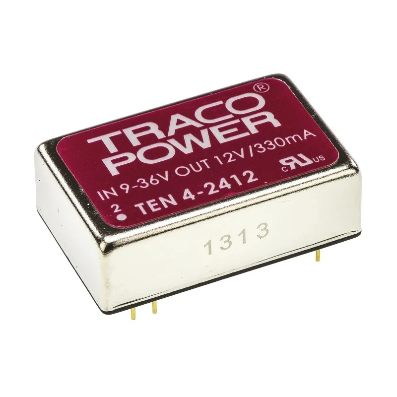 TRACOPOWER Regulated Isolated DC-DC Converter 12V DC 330mA 36V DC Input 9V Input 4W Through Hole TEN 4-2412