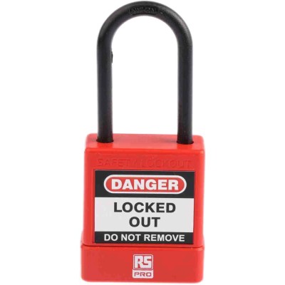 RS PRO Red 1-Lock Safety Lockout Padlock ABS Nylon Shackle 5mm 44mm 175-1184