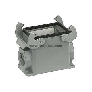 HARTING Han A Range Heavy Duty Power Connector Hood Base Surface Mounting Die Cast Aluminium IP65 2 Lever 32A 19200320232