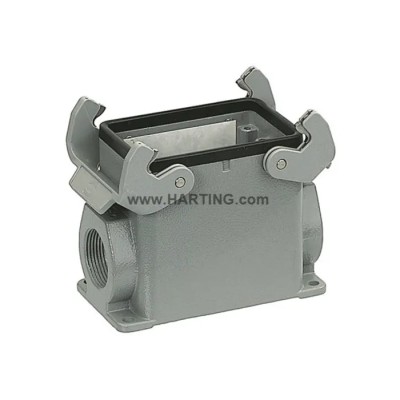 HARTING Han A Range Heavy Duty Power Connector Hood Base Surface Mounting Die Cast Aluminium IP65 2 Lever 32A 19200320232