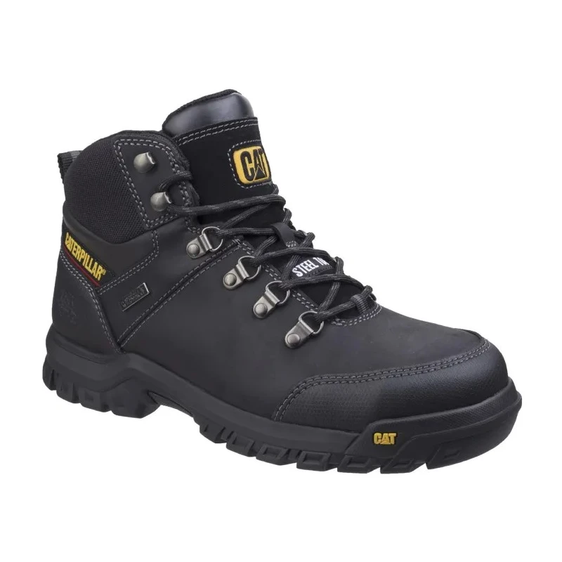 Caterpillar Framework Black Steel Toe Capped Safety Boots Size UK 11, Lace Up Closure, Polyurethane Midsole P722603
