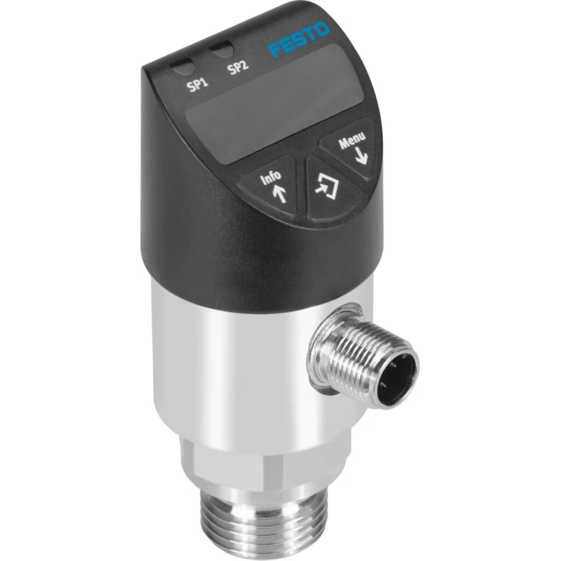 Festo Pressure Sensor 10 bar, IP65/IP67, 35V DC, 80°C, PNP Switch Output SPAW-P10R-G12M-2P-M12