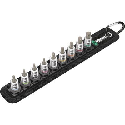 Wera 9-Piece 1/4 in Hexagon Socket Set, Drive Size 1/4 in, Overall Length 265mm, RoHS Compliant 05003884001