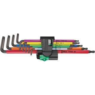 Wera 9-Piece Long Arm L-Shape Torx Key Set with Thermoplastic Handles, Black Laser Finish 05024480001
