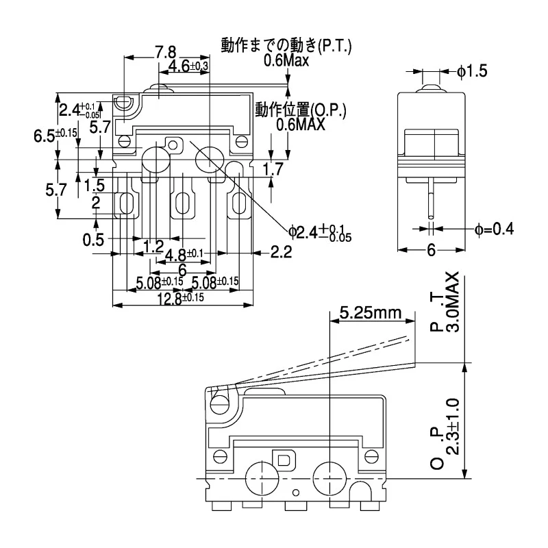 Panasonic Hinge Lever Micro Switch, Solder Terminal, 2A, 125 V ac, 30 V dc, SPDT, IP67 ABS161240