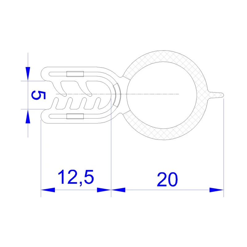 RS PRO Black Ethylene Propylene Diene Monomer D-Type Edge Protection Strip 20m Length 16mm Width 32.5mm Height 175-2560