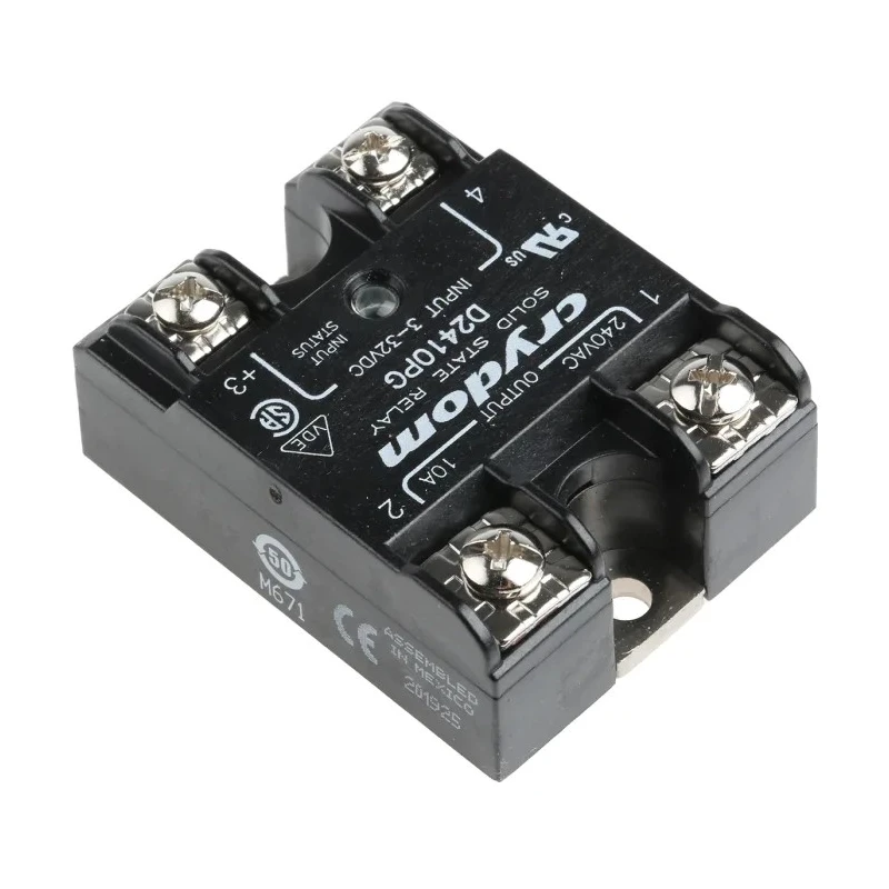 Crydom 1 Series Solid State Relay, 10 A Load, Panel Mount, 280 Vrms Load, 3 to 32V DC Control D2410PG