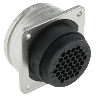 TE Connectivity Circular Connector Panel Mount Socket, 37 Contacts, Male, Standard Size, 600V, 13A, Thermoplastic 208471-1