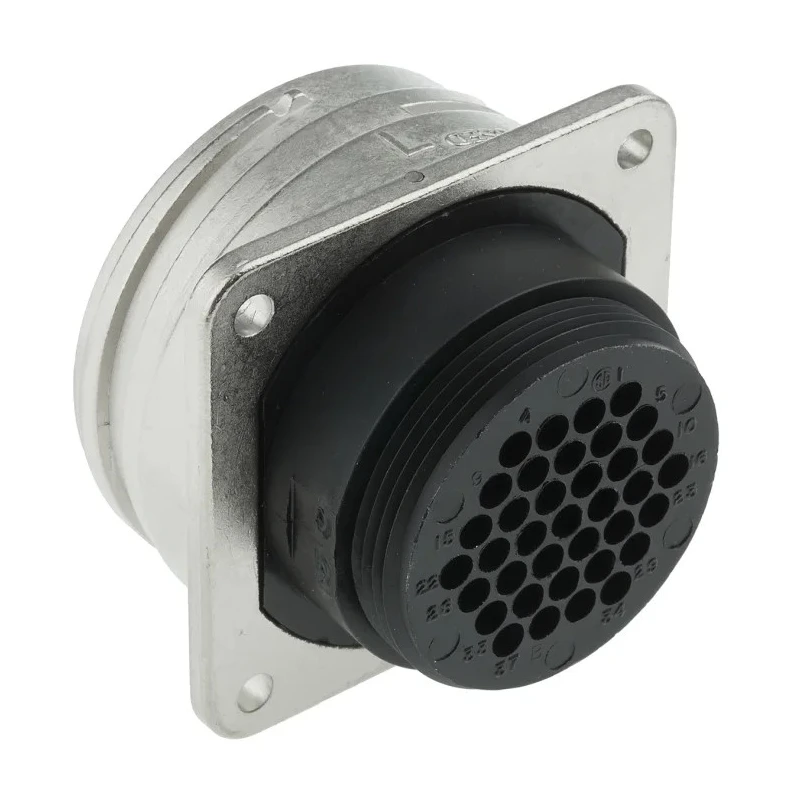 TE Connectivity Circular Connector Panel Mount Socket, 37 Contacts, Male, Standard Size, 600V, 13A, Thermoplastic 208471-1