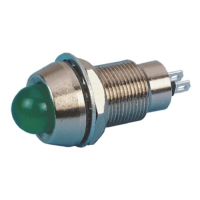 Marl Panel Mount LED Indicator Green 12.7 mm Mount Hole, Solder Tab Termination, IP67 Rated, 12V dc 514-114-21