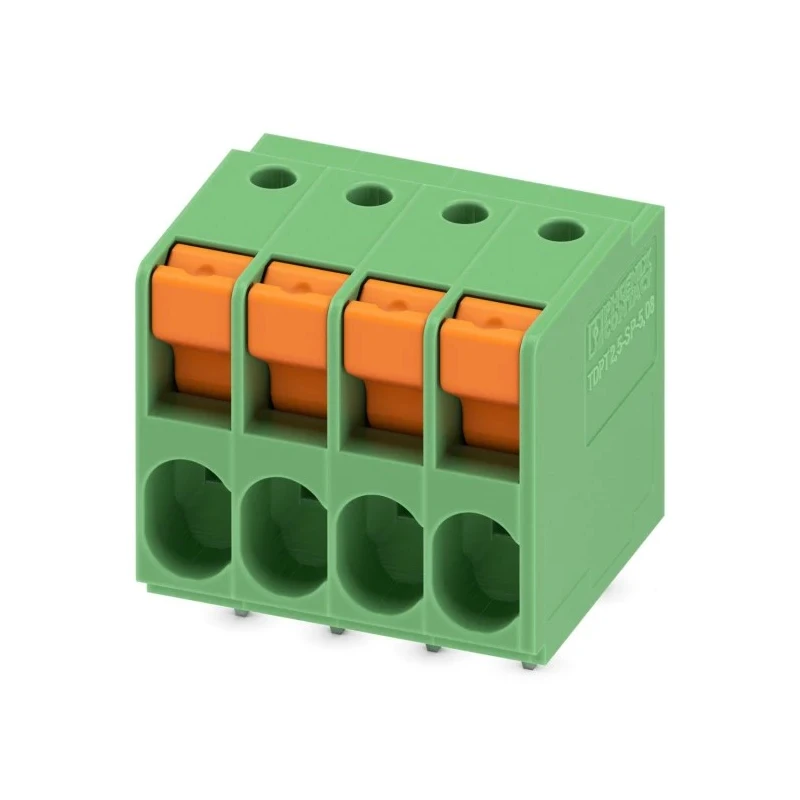 Phoenix Contact TDPT 2.5/ 4-SP-5.08 Series Straight Wave Soldering Mount PCB Terminal Block, 4 Contacts, 5.08 mm 1017505
