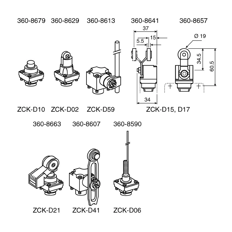 Telemecanique Sensors OsiSense XC Series Limit Switch Operating Head Plunger Accessory ZCKD17