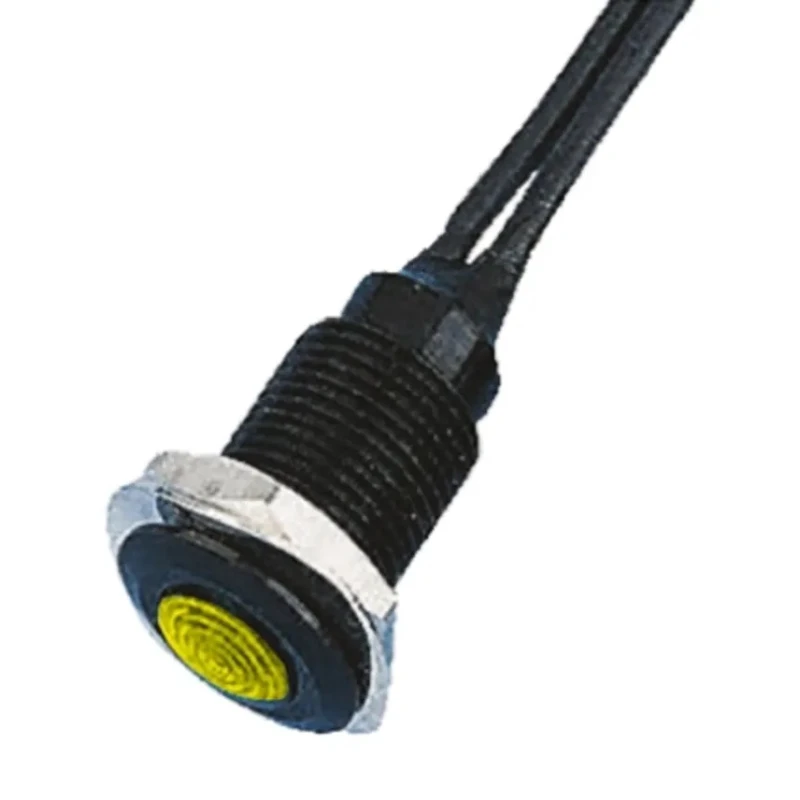 Oxley Yellow Panel Mount Indicator 12V AC 7.5mA Lead Wire Termination IP66 Flush Bezel OXL/CLH/100/12AC/FL30/YW