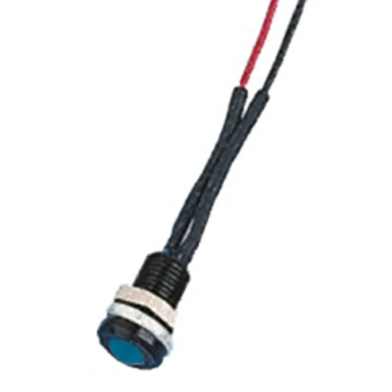 Oxley Blue Panel Mount Indicator with IP66 Protection, 13.5mm Length, Black Bezel 