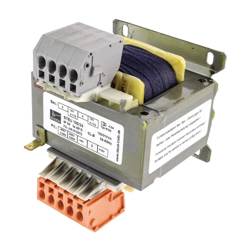 Block 2 Output 100 VA Chassis Mount Transformer, 2 x 12 V ac, VDE 0570 Teil 2-6, UL 5085-1/-2, IEC 61558-2-2 STEU100/24