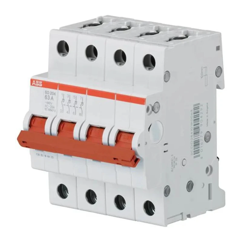 ABB 4-Pole DIN Rail Isolator Switch SD204/50, 50A, IP40, IP20, 3 Phase, Grey Handle 2CDD284101R0050 SD204/50