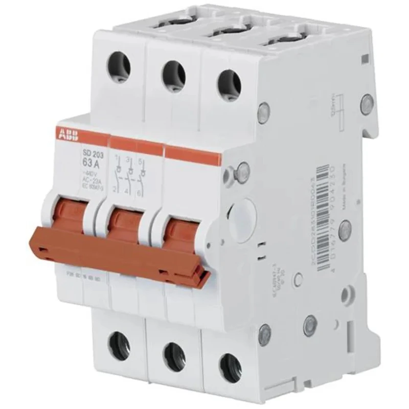 ABB 3-Pole DIN Rail Isolator Switch SD203/25, IP20, IP40, 25A 2CDD283101R0025 SD203/25