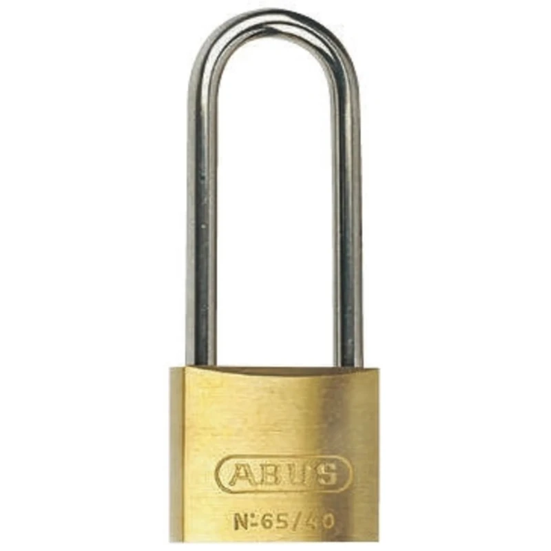ABUS Weatherproof Stainless Steel and Brass Padlock Key Lock, 6.5 mm Shackle Diameter, 63 mm Shackle Length, 40 XR0065IBHB46