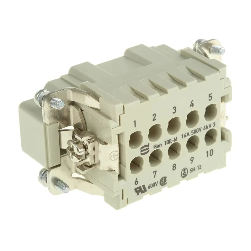 HARTING Heavy Duty Power Connector Insert 16A Han E Series Male 10 Contacts 09330102602