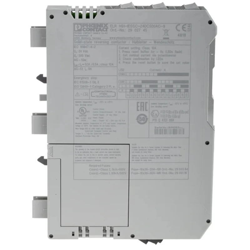 Phoenix Contact Motor Starter Reversible 3 Phase 9A 10W 550V AC DIN Rail Mount ELR H51-IESSC-24DC500AC-9
