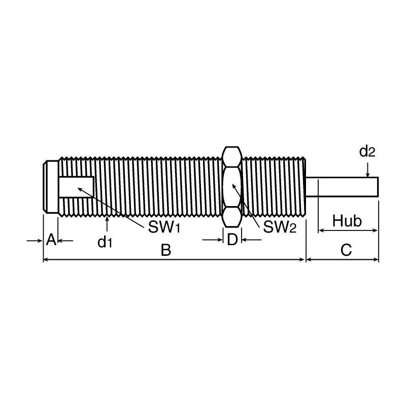 ACE Shock Absorber M14 x 1.5 Thread Size, 69.1 mm Body Length, 25 mm Stroke Length, 86.6 mm Overall Length MC150EUM