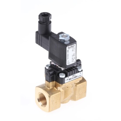 Burkert 2 Port NC Brass Solenoid Valve 230V AC, 10mm Orifice, 10 Bar Max Pressure 140846