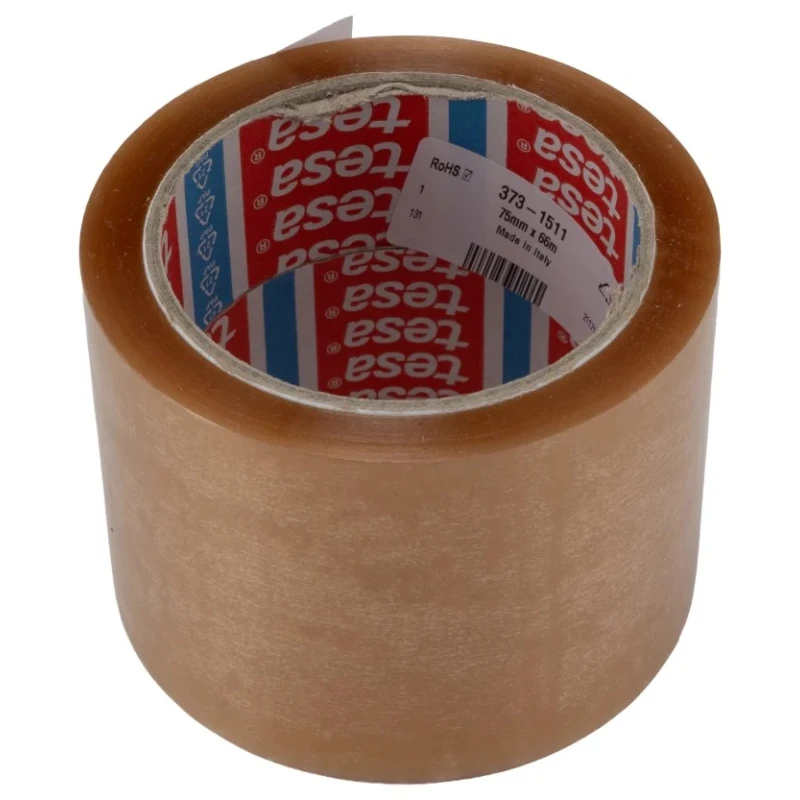 Tesa Transparent 4089 Packing Tape, 75mm Width x 66m Length, 46μm Thickness, Natural Rubber Adhesive, Model 04089-00002-06