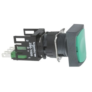 Schneider Electric Harmony Series Panel Mount Momentary Push Button Switch, Green LED, SPST, 16 mm Cutout, IP65 XB6DA31B