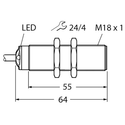 Turck Threaded Barrel Ultrasonic Proximity Sensor M18 50 cm 150mA PNP 30V RU50U-S18-AP8X