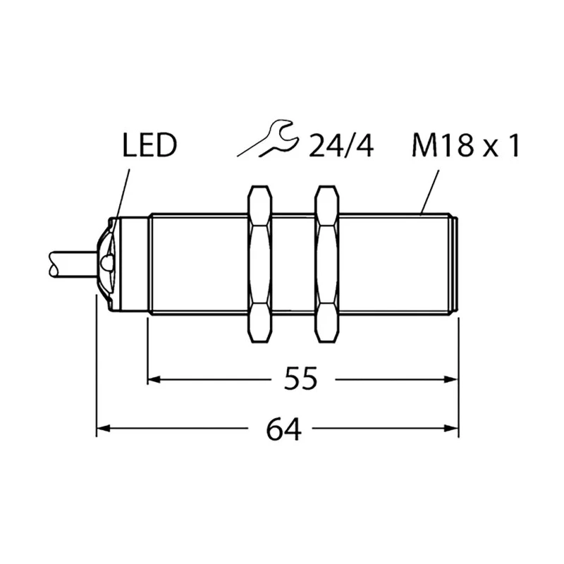 Turck Threaded Barrel Ultrasonic Proximity Sensor M18 50 cm 150mA PNP 30V RU50U-S18-AP8X