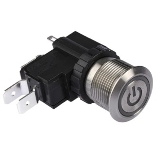 RS PRO MW19 Series Illuminated Push Button Switch Latching Panel Mount SPDT White LED IP67 250 V AC MW19
