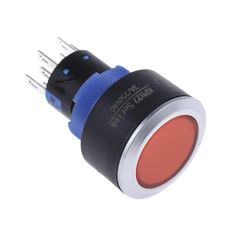 RS PRO Illuminated Momentary Push Button Switch Panel Mount DPDT 22.2 mm Cutout Red LED IP65 36 V dc 250 V KPB22