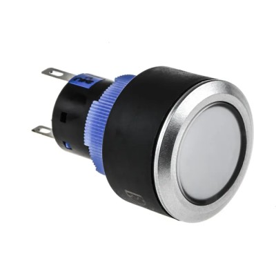 RS PRO Illuminated Momentary Push Button Switch Panel Mount 22.2 mm Cutout SPDT Yellow LED IP65 36 V dc KPB22