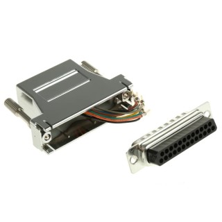 RS PRO D-Sub Adapter 25-Way D-Sub to Male Male RJ45 Female Female Through Hole Mount 39mm 370-5196
