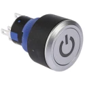 RS PRO Series Illuminated Push Button Switch, Momentary, Panel Mount, 22.2 mm Cutout, SPDT Contact, Red LED, IP65, 36V KPB22