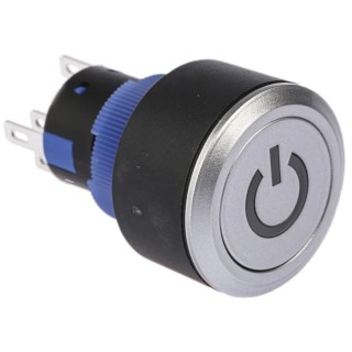 RS PRO Series Illuminated Push Button Switch, Momentary, Panel Mount, 22.2 mm Cutout, SPDT Contact, Red LED, IP65, 36V KPB22
