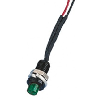 Oxley Green Panel Mount Indicator, 24V ac, 15mA, Lead Wire Termination, IP66 Rated, Prominent OXL/CLH/63/B/P/24AC/FL30/GN