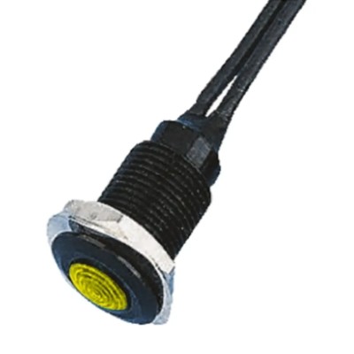 Oxley Yellow Panel Mount Indicator 10.2 mm Mount Hole, IP66, 24V ac, Flying Lead Termination OXL/CLH/100/24AC/FL30/YW