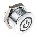 RS PRO MPB16 Series Illuminated Momentary Push Button Switch, Panel Mount, 16 mm Cutout, SPST, Red LED, IP67, 36 V dc MPB16