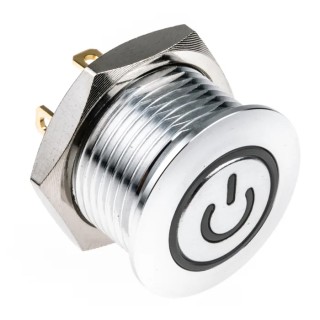 RS PRO MPB16 Series Illuminated Momentary Push Button Switch, Panel Mount, 16 mm Cutout, SPST, Red LED, IP67, 36 V dc MPB16
