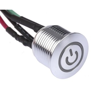 RS PRO Illuminated Push Button Switch Momentary Panel Mount 16 mm Cutout SPST Green LED IP67 36 V dc MPB16