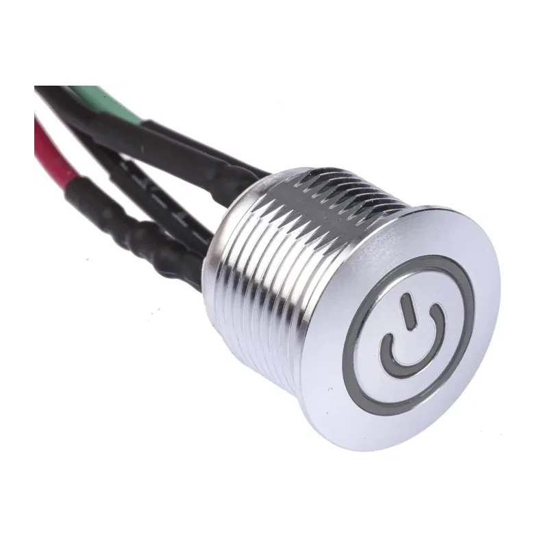 RS PRO Illuminated Push Button Switch Momentary Panel Mount 16 mm Cutout SPST Green LED IP67 36 V dc MPB16