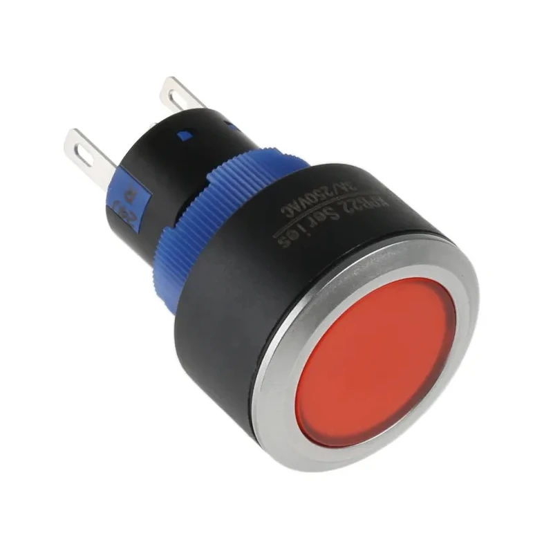 RS PRO Illuminated Push Button Switch Panel Mount Momentary SPDT 22.2 mm Cutout Red LED IP65 36 V dc 250 V KPB22