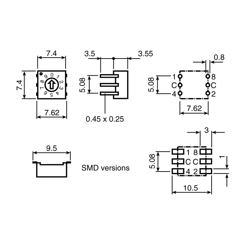 Hartmann Rotary Coded DIP Switch Through Hole Rotary Flush Actuator P36101