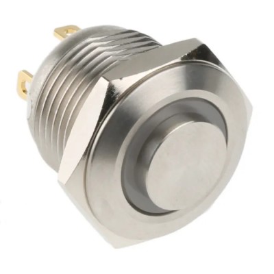 RS PRO Illuminated Push Button Switch Momentary SPST Panel Mount Blue LED IP67 36V DC MPB16