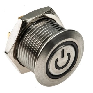 RS PRO Illuminated Momentary Panel Mount Push Button Switch, 16 mm Cutout, SPST, White LED, IP67, 36 V MPB16